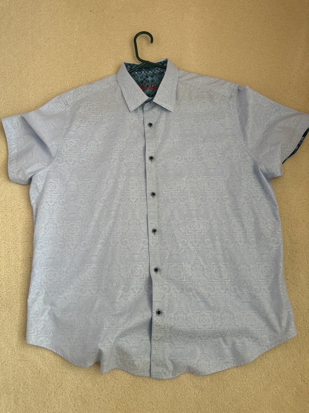 Robert Graham Light Blue Paisley Short-Sleeve Button-Down Shirt - Picture 3 of 4